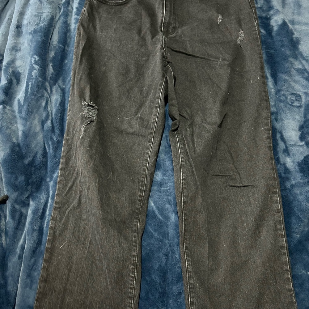Distressed Black Denim Jeans
